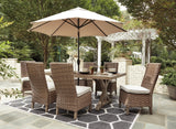 Beachcroft Beige Outdoor Dining Table with 6 Chairs from Ashley Furniture - Luna Furniture