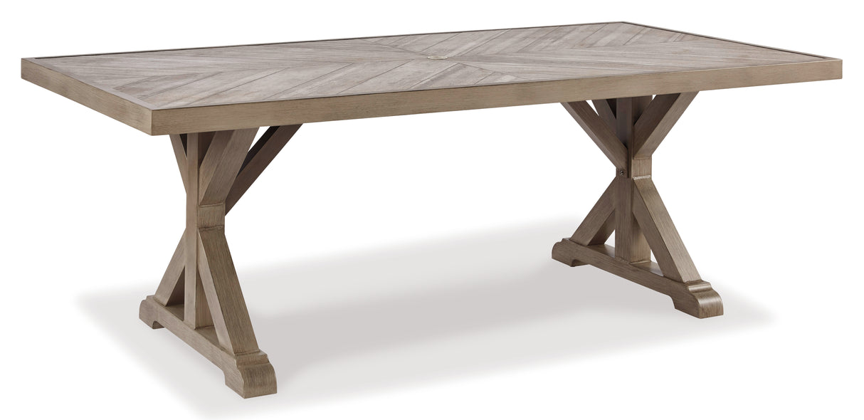 Beachcroft Beige Outdoor Dining Table with 4 Chairs and Bench from Ashley Furniture - Luna Furniture