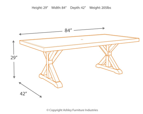 Beachcroft Beige Outdoor Dining Table with 4 Chairs and Bench from Ashley Furniture - Luna Furniture
