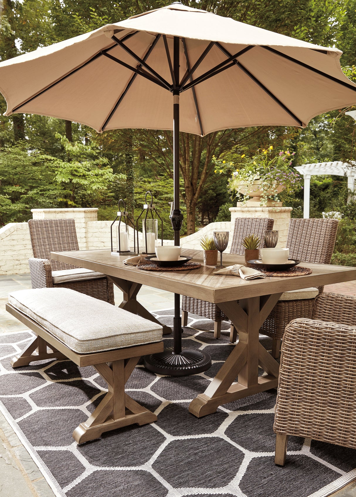 Beachcroft Beige Outdoor Dining Table from Ashley Furniture - Luna Furniture