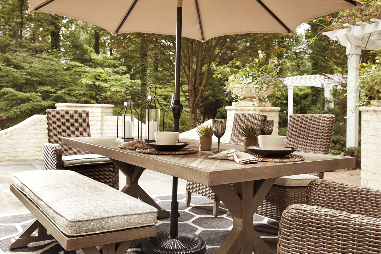 Beachcroft Beige Outdoor Dining Table from Ashley Furniture - Luna Furniture