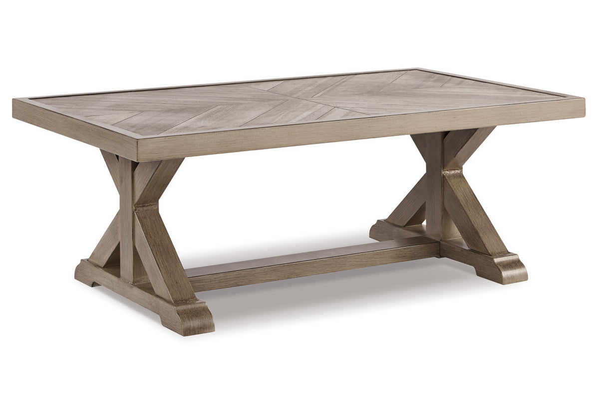 Beachcroft Beige 5-Piece Outdoor Sectional with Coffee Table and 2 End Tables from Ashley - Luna Furniture