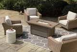 Beachcroft Beige 5-Piece Outdoor Fire Pit Table with 4 Chairs from Ashley Furniture - Luna Furniture