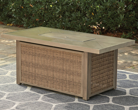Beachcroft Beige Outdoor Fire Pit Table from Ashley - Luna Furniture