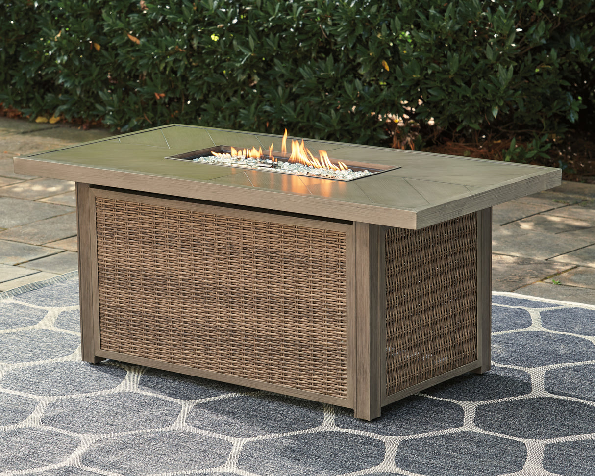 Beachcroft Beige Outdoor Fire Pit Table from Ashley - Luna Furniture