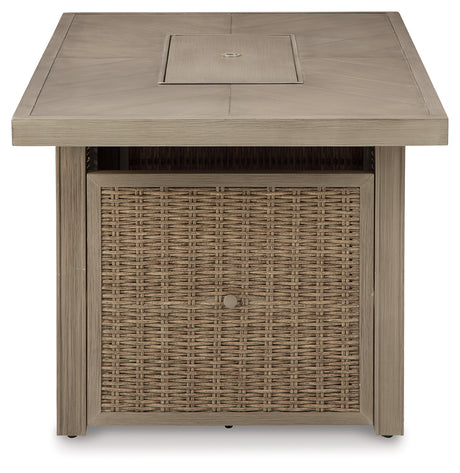 Beachcroft Beige Outdoor Fire Pit Table from Ashley - Luna Furniture