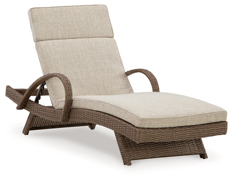 Beachcroft Beige Outdoor Chaise Lounge with Cushion from Ashley - Luna Furniture