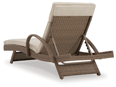 Beachcroft Beige Outdoor Chaise Lounge with Cushion from Ashley Furniture - Luna Furniture