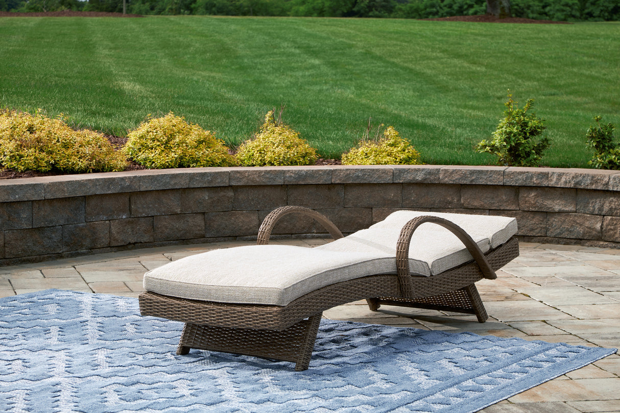 Beachcroft Beige Outdoor Chaise Lounge with Cushion from Ashley - Luna Furniture