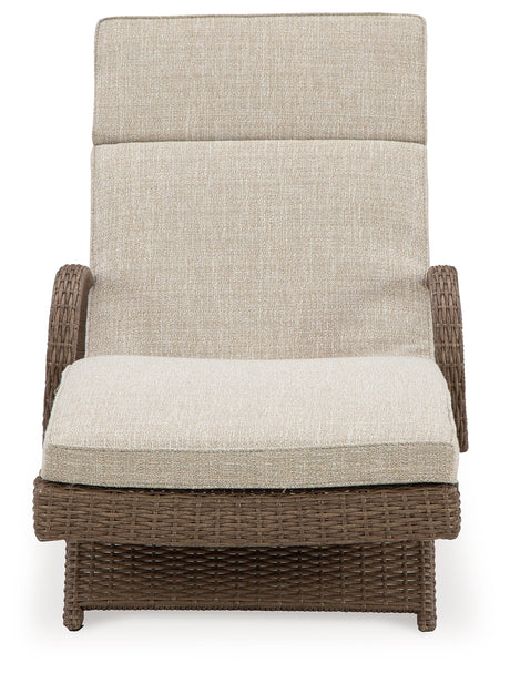Beachcroft Beige Outdoor Chaise Lounge with Cushion from Ashley - Luna Furniture