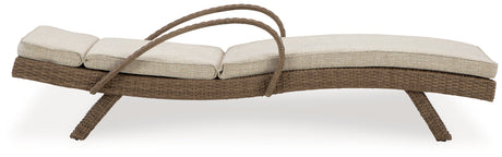Beachcroft Beige Outdoor Chaise Lounge with Cushion from Ashley - Luna Furniture