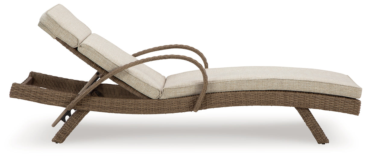 Beachcroft Beige Outdoor Chaise Lounge with Cushion from Ashley - Luna Furniture