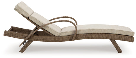 Beachcroft Beige Outdoor Chaise Lounge with Cushion from Ashley - Luna Furniture