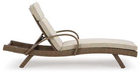 Beachcroft Beige Outdoor Chaise Lounge with Cushion from Ashley - Luna Furniture