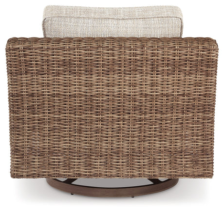 Beachcroft Beige 4-Piece Outdoor Sectional, 2 Arm Chairs, Lounge Chair and Bench from Ashley Furniture - Luna Furniture