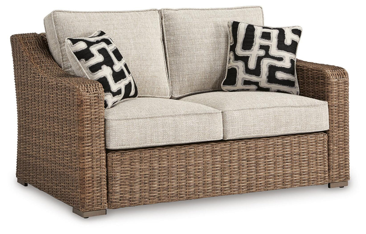 Beachcroft Outdoor Sofa, Loveseat and Chair in Beige from Ashley Furniture - Luna Furniture