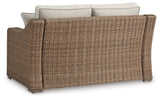 Beachcroft Outdoor Sofa, Loveseat and Chair in Beige from Ashley Furniture - Luna Furniture