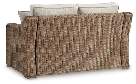 Beachcroft Outdoor Sofa, Loveseat and Chair in Beige from Ashley Furniture - Luna Furniture