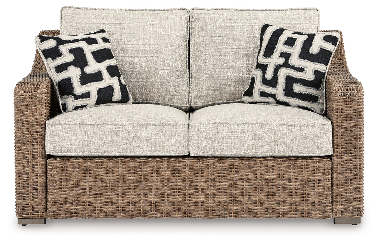 Beachcroft Outdoor Sofa, Loveseat and Chair in Beige from Ashley Furniture - Luna Furniture