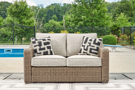Beachcroft Outdoor Sofa, Loveseat and Chair in Beige from Ashley Furniture - Luna Furniture