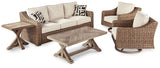 Beachcroft Outdoor Sofa with 2 Lounge Chairs, Coffee Table and End Table in Beige from Ashley Furniture - Luna Furniture