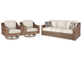 Beachcroft Outdoor Sofa with 2 Lounge Chairs in Beige from Ashley Furniture - Luna Furniture
