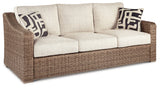 Beachcroft Outdoor Sofa and 2 Lounge Chairs with Coffee Table and 2 End Tables in Beige from Ashley Furniture - Luna Furniture