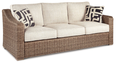 Beachcroft Outdoor Sofa with 2 Lounge Chairs in Beige from Ashley Furniture - Luna Furniture