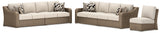 Beachcroft 2-Piece Outdoor Sectional with Chair in Beige from Ashley Furniture - Luna Furniture