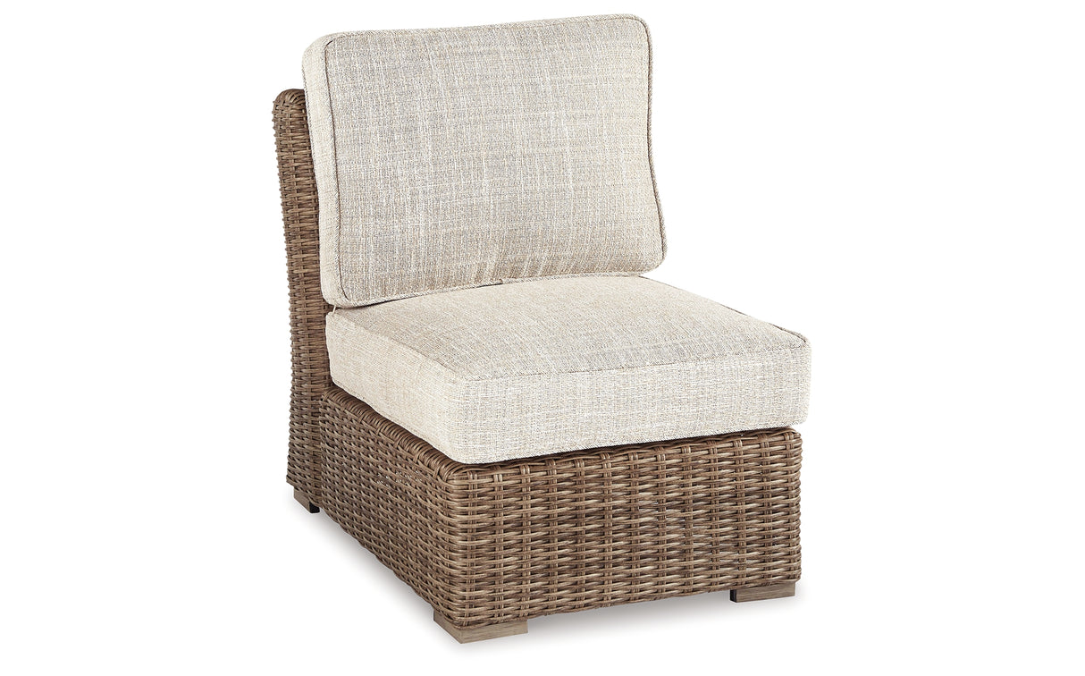 Beachcroft 2-Piece Outdoor Sectional with Chair in Beige from Ashley Furniture - Luna Furniture