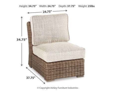 Beachcroft 2-Piece Outdoor Sectional with Chair in Beige from Ashley Furniture - Luna Furniture
