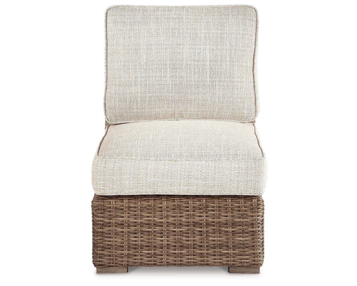 Beachcroft 2-Piece Outdoor Sectional with Chair in Beige from Ashley Furniture - Luna Furniture