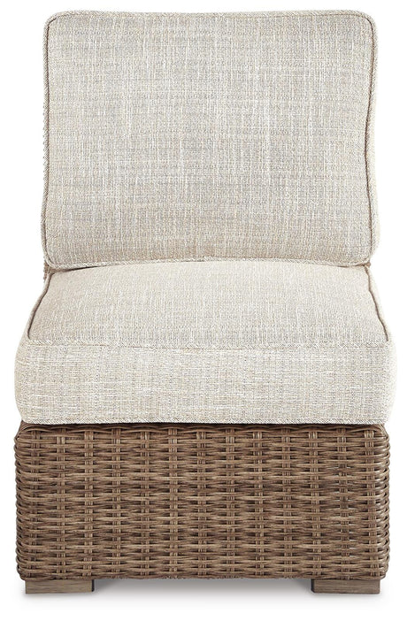 Beachcroft 2-Piece Outdoor Sectional with Chair in Beige from Ashley Furniture - Luna Furniture