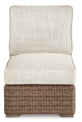 Beachcroft Beige Outdoor Armless Chair with Cushion from Ashley Furniture - Luna Furniture