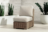 Beachcroft Beige Outdoor Armless Chair with Cushion from Ashley Furniture - Luna Furniture