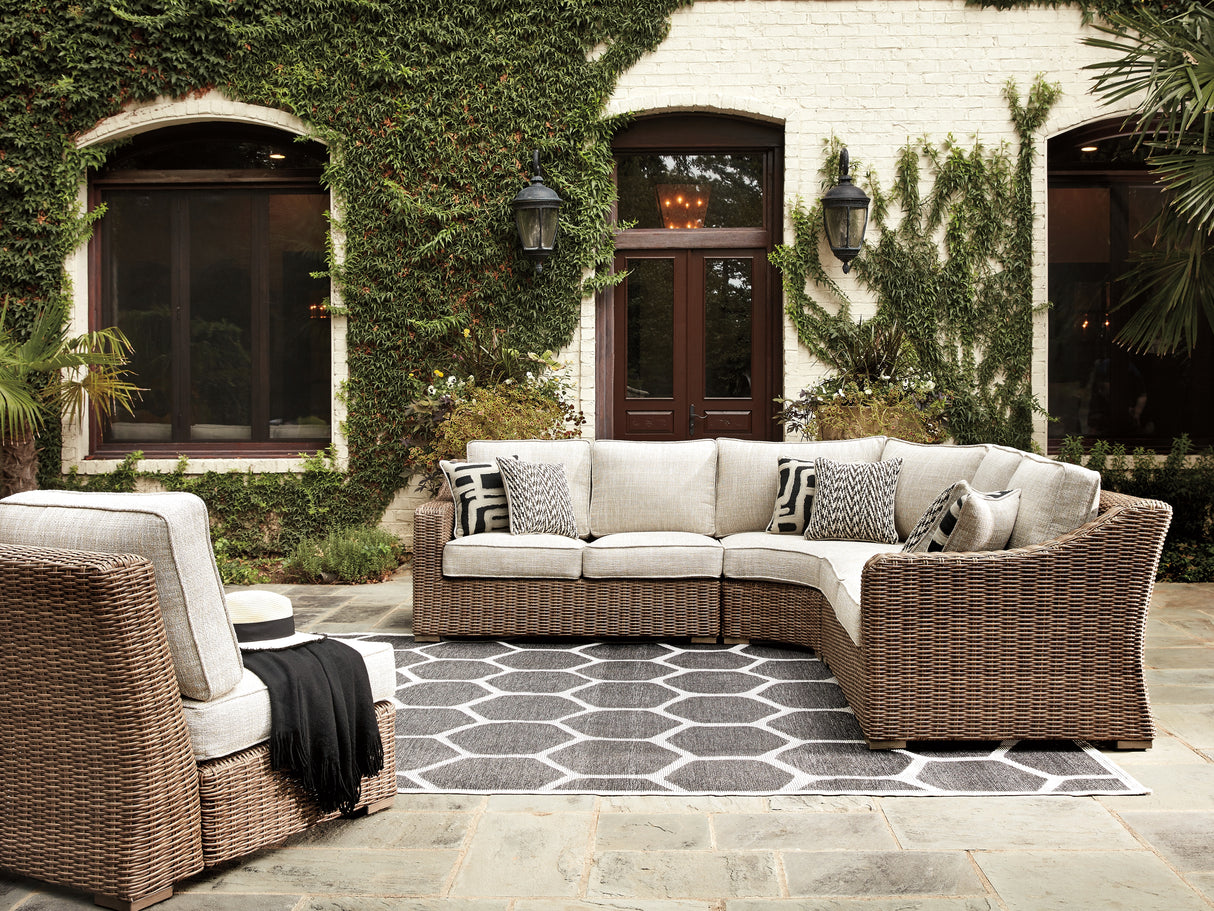 Beachcroft Beige 5-Piece Outdoor Seating Set from Ashley - Luna Furniture