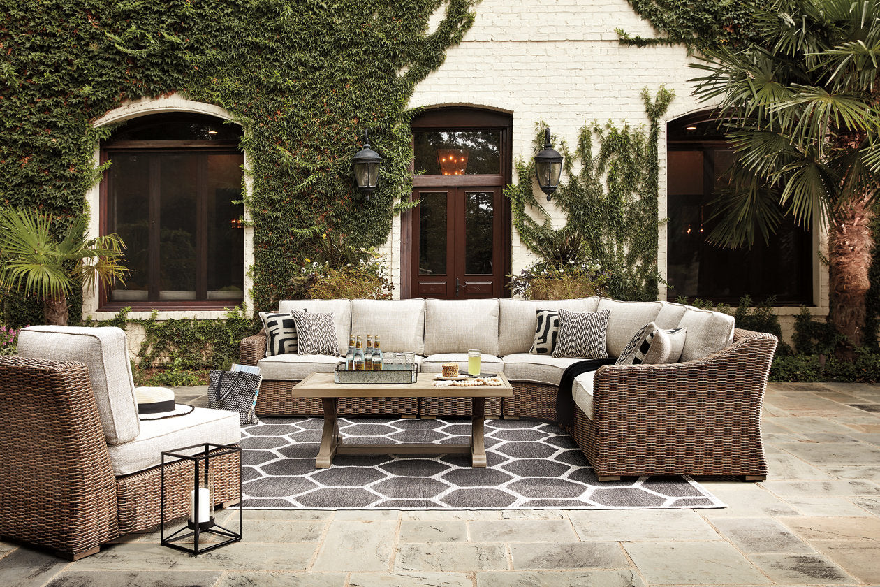 Beachcroft Beige 3-Piece Outdoor Sectional with Coffee Table and 2 End Tables from Ashley - Luna Furniture