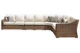 Beachcroft Beige 5-Piece Outdoor Sectional with Coffee Table and 2 End Tables from Ashley - Luna Furniture