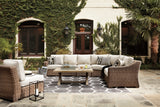 Beachcroft Beige 3-Piece Outdoor Sectional with Coffee Table and 2 End Tables from Ashley Furniture - Luna Furniture