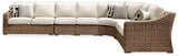 Beachcroft Beige 5-Piece Outdoor Sectional with Coffee Table and 2 End Tables from Ashley Furniture - Luna Furniture