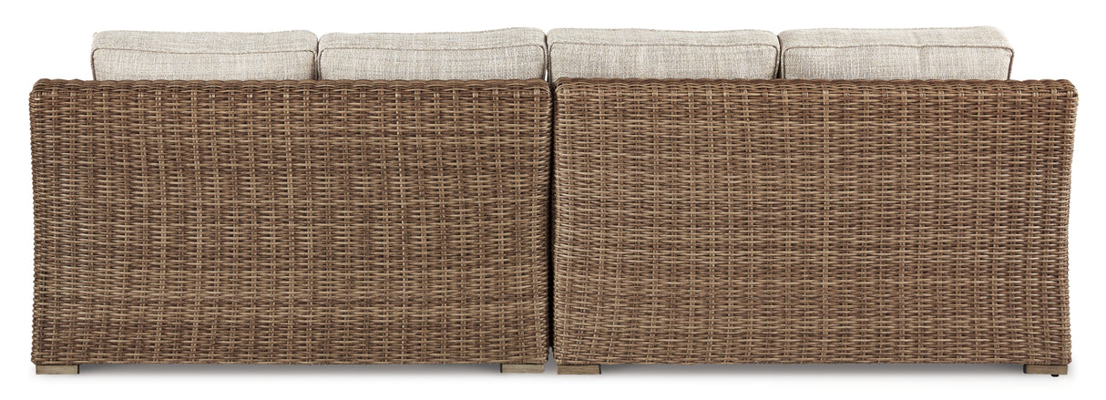 Beachcroft Beige 2-Piece Outdoor Loveseat with Cushion from Ashley Furniture - Luna Furniture