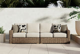 Beachcroft Beige 2-Piece Outdoor Loveseat with Cushion from Ashley Furniture - Luna Furniture