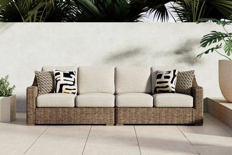 Beachcroft Beige 2-Piece Outdoor Loveseat with Cushion from Ashley - Luna Furniture