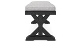 Beachcroft Black/Light Gray Outdoor Dining Table, 4 Chairs and Bench from Ashley - Luna Furniture