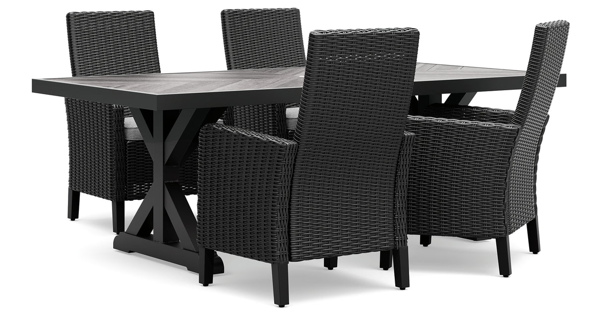 Beachcroft Outdoor Dining Table and 4 Chairs in Black/Light Gray from Ashley Furniture - Luna Furniture