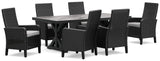 Beachcroft Outdoor Dining Table and 6 Chairs in Black/Light Gray from Ashley - Luna Furniture