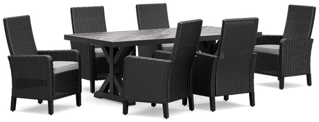Beachcroft Outdoor Dining Table and 6 Chairs in Black/Light Gray from Ashley - Luna Furniture