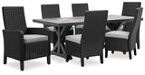 Beachcroft Outdoor Dining Table and 6 Chairs in Black/Light Gray from Ashley Furniture - Luna Furniture