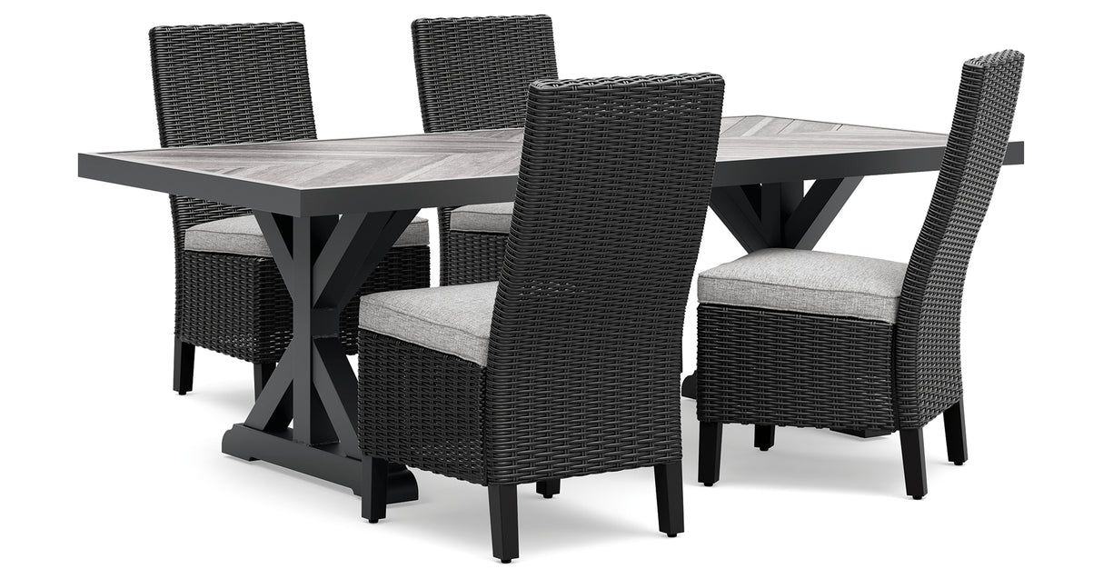 Beachcroft Outdoor Dining Table and 4 Chairs in Black/Light Gray from Ashley Furniture - Luna Furniture