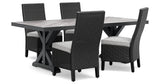 Beachcroft Outdoor Dining Table and 4 Chairs in Black/Light Gray from Ashley Furniture - Luna Furniture